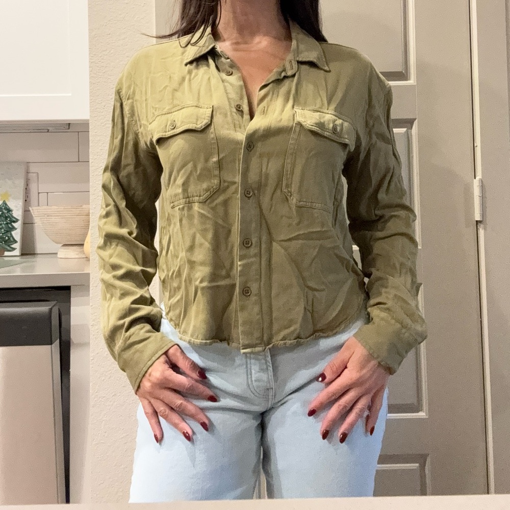 Green long sleeve button down